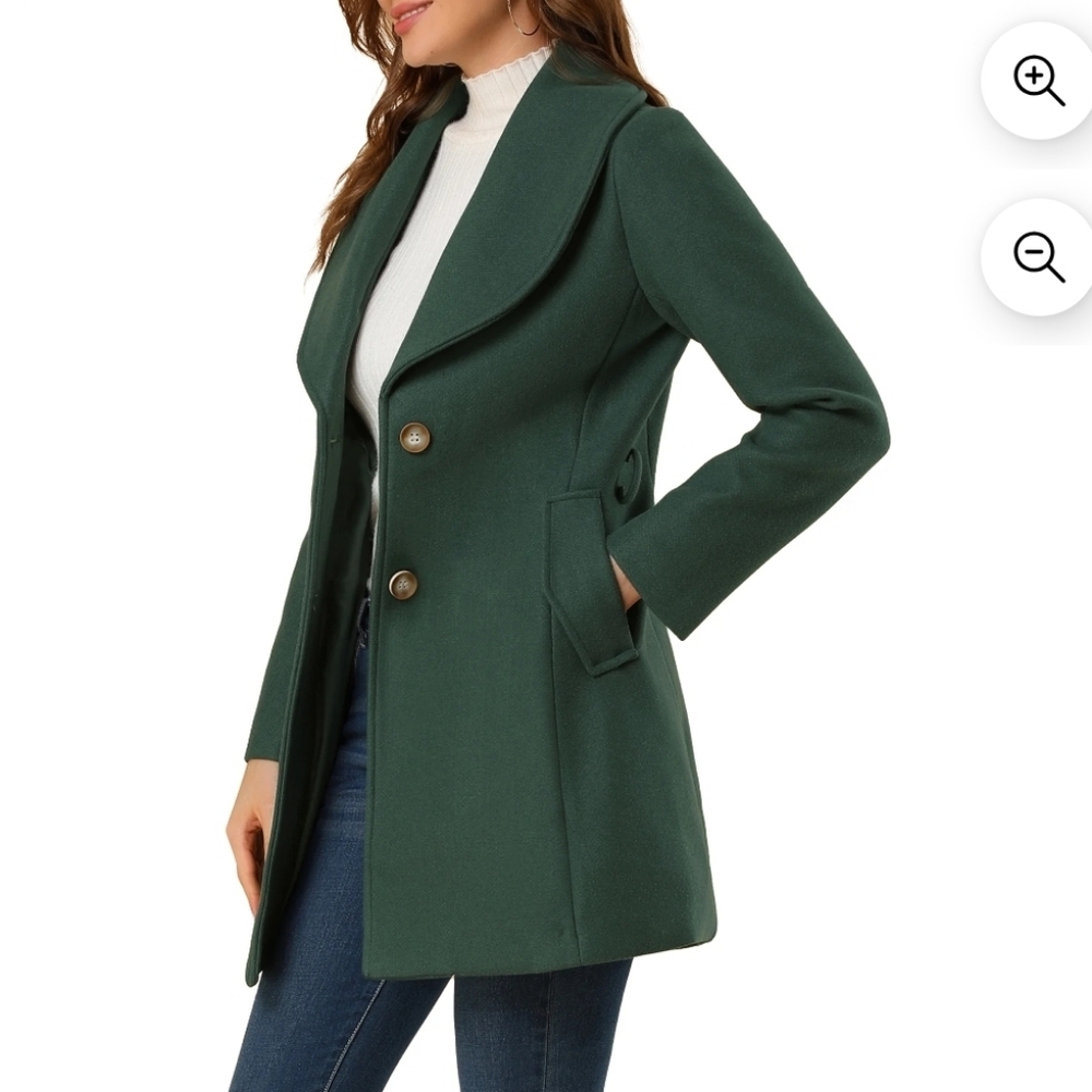 Allegra Women's Turn Down Collar 3 Button Trench Coat Size Large Green PTP20"